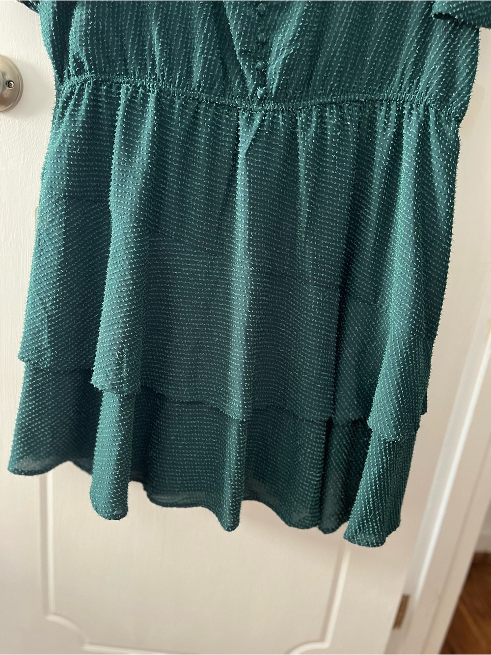 ARULA Deep Green Textured Tiered Mini Dress - Picture 5 of 9